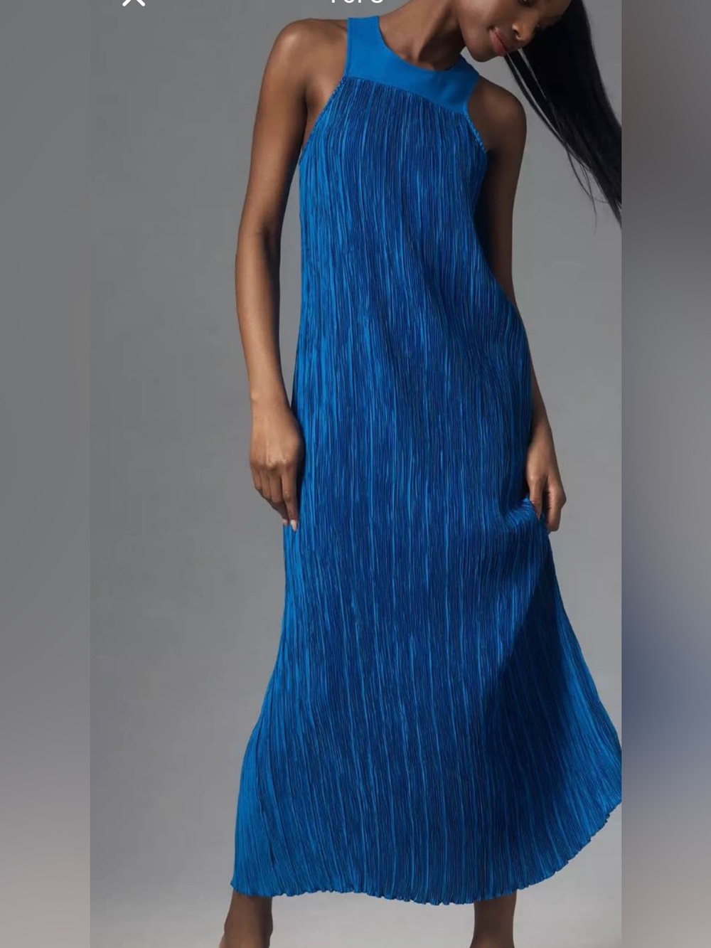 Anthropologie Royal Blue Pleated Maxi dress